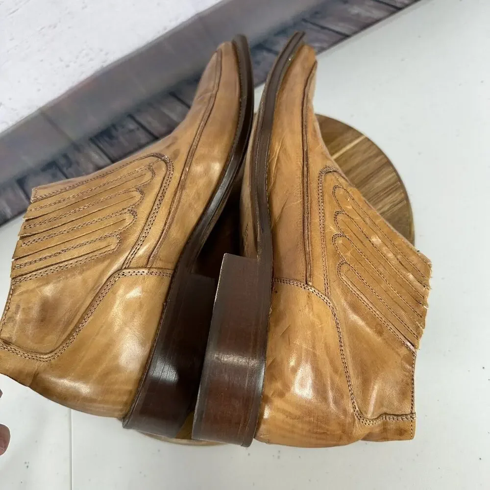 Nicola Barbato Chelsea Boot Mens 41 Tan Italian‎ Leather Slip on Western Square